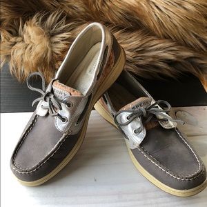 SPERRY CORK BLUEFISH 2 EYE METALLIC SILVER & GRAY